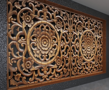 New Chinese Style TV Wall-ID:916384948