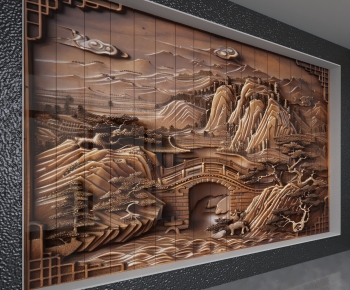 New Chinese Style TV Wall-ID:560317999