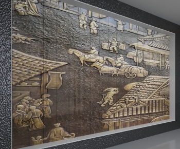 New Chinese Style TV Wall-ID:594872002