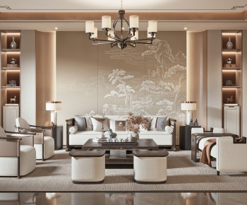 New Chinese Style A Living Room-ID:257839924