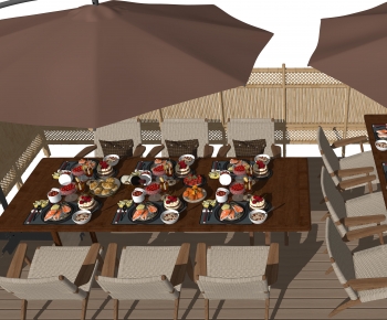 现代户外桌椅食物组合-ID:790375957