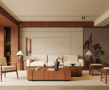 New Chinese Style A Living Room-ID:499489318