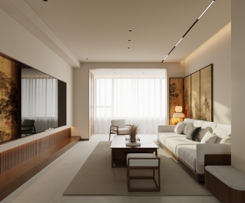 New Chinese Style A Living Room-ID:730815891