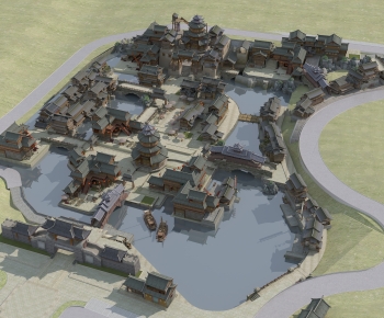 New Chinese Style Architectural Bird's-eye View Planning-ID:282277112