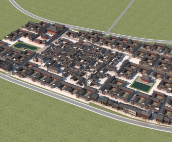 New Chinese Style Architectural Bird's-eye View Planning-ID:726947071