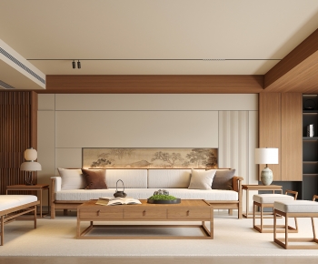 New Chinese Style A Living Room-ID:712459126
