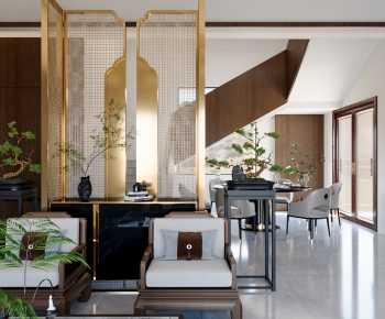 New Chinese Style A Living Room-ID:414824965