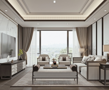 New Chinese Style A Living Room-ID:977796086