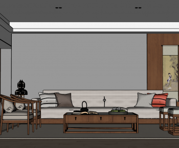 New Chinese Style A Living Room-ID:266374117