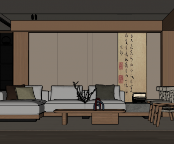 New Chinese Style A Living Room-ID:551811933