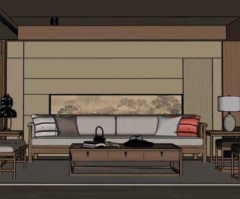 New Chinese Style A Living Room-ID:975009926