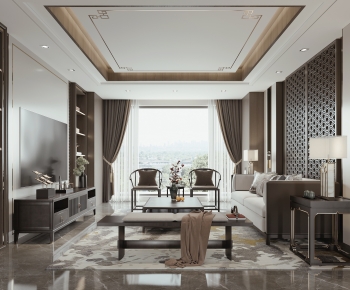 New Chinese Style A Living Room-ID:687845955