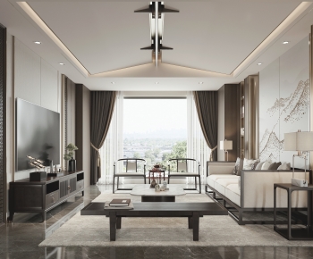 New Chinese Style A Living Room-ID:320655119