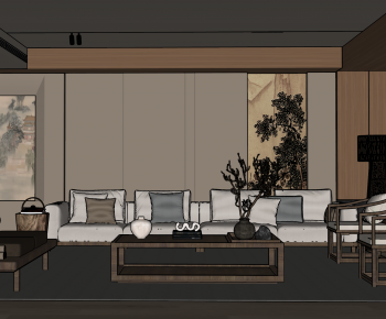 New Chinese Style A Living Room-ID:657195091