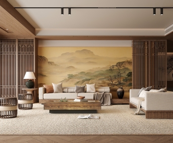 New Chinese Style A Living Room-ID:552002918