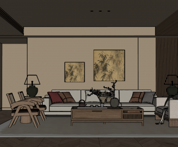 New Chinese Style A Living Room-ID:842614895