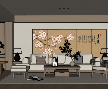 New Chinese Style A Living Room-ID:206199886