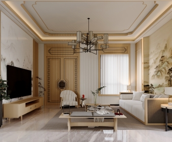 New Chinese Style A Living Room-ID:405504948