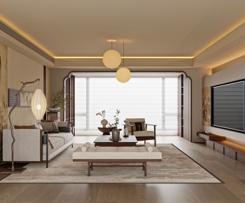 New Chinese Style A Living Room-ID:671958955