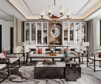 New Chinese Style A Living Room-ID:981206891