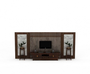New Chinese Style TV Wall-ID:667536976