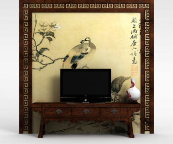 New Chinese Style TV Wall-ID:540271044