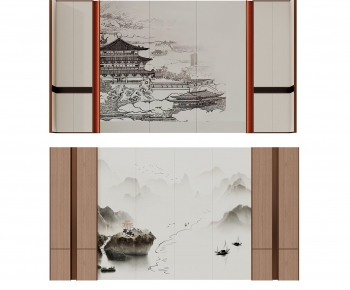 New Chinese Style TV Wall-ID:729721078