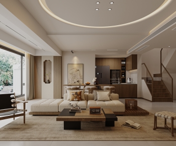 New Chinese Style A Living Room-ID:419512999