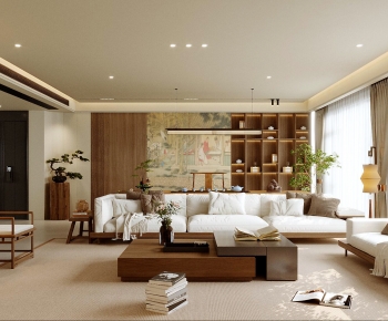 New Chinese Style A Living Room-ID:724818941