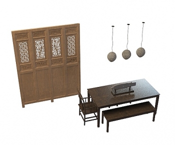 New Chinese Style Computer Desk And Chair-ID:422610042