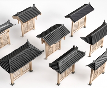 中式庭院门头古建门头组合-ID:183944949