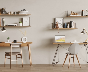 Nordic Style Computer Desk And Chair-ID:563786981
