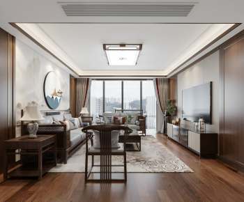 New Chinese Style A Living Room-ID:648317107