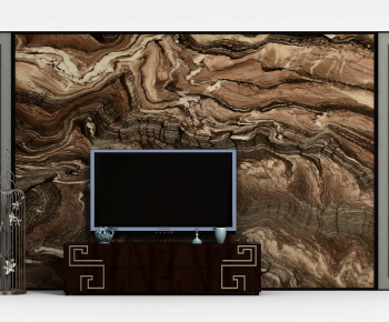 New Chinese Style TV Wall-ID:689641007