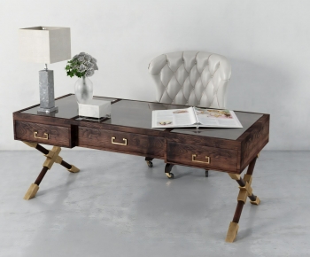 American Style Computer Desk And Chair-ID:703413965