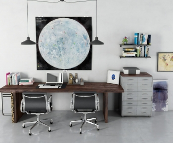 Modern Office Desk And Chair-ID:641674046