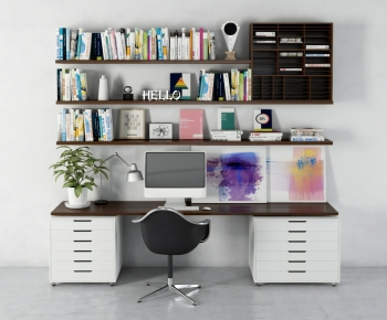 Modern Computer Desk And Chair-ID:478570943