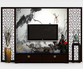 New Chinese Style TV Wall-ID:421147113