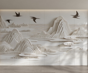 New Chinese Style TV Wall-ID:963938955
