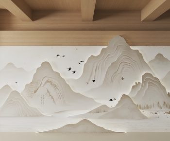 New Chinese Style TV Wall-ID:998151068
