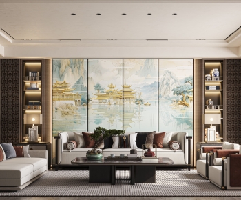 New Chinese Style A Living Room-ID:491918098