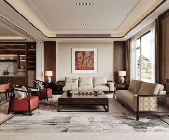 New Chinese Style A Living Room-ID:576805112