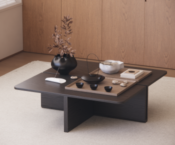 现代黑色实木茶几-ID:256130785