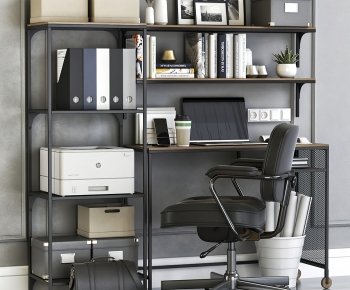 Modern Office Desk And Chair-ID:545820956