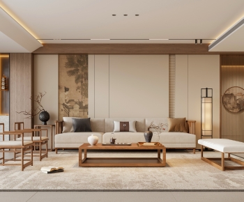 New Chinese Style A Living Room-ID:671977041