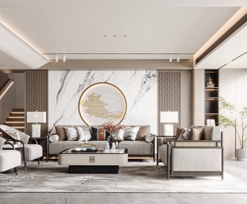 New Chinese Style A Living Room-ID:246355069