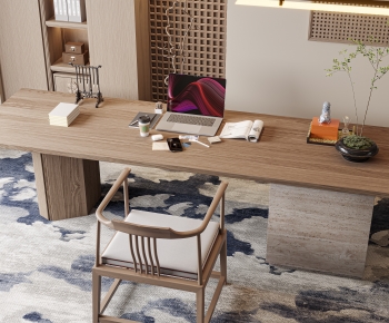 New Chinese Style Computer Desk And Chair-ID:214111092