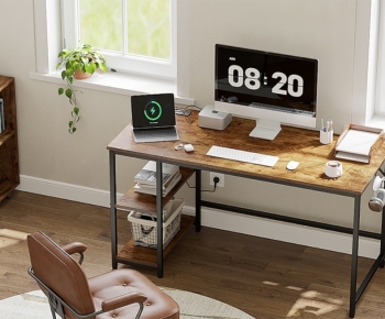 Industrial Style Computer Desk And Chair-ID:107791909
