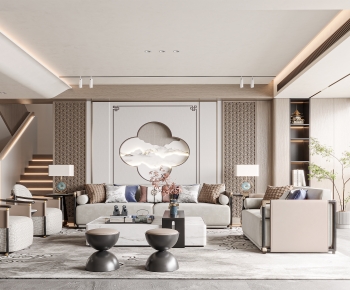 New Chinese Style A Living Room-ID:680854084