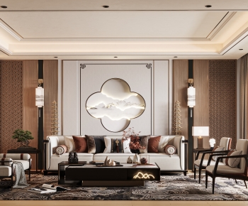 New Chinese Style A Living Room-ID:895045041